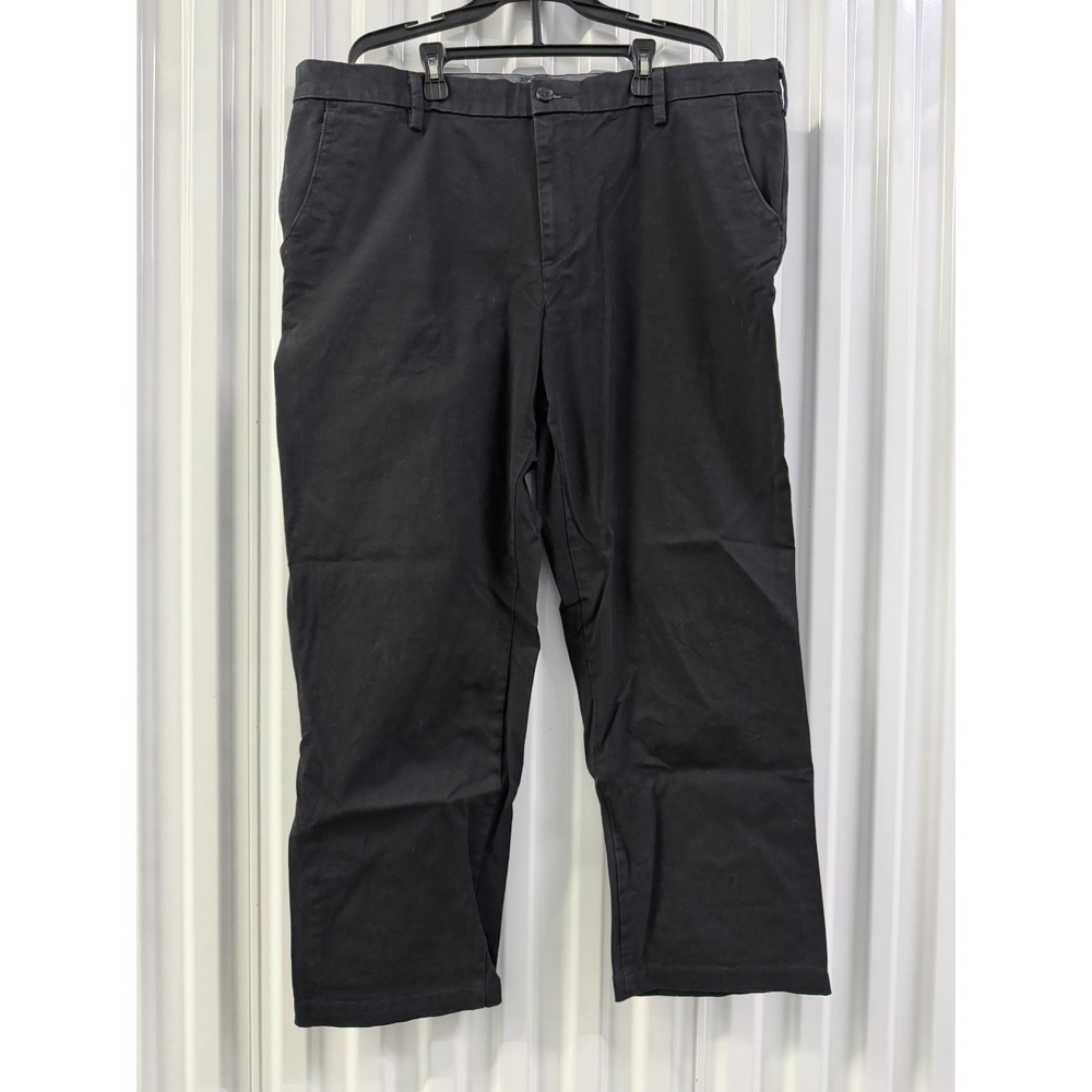 Dockers Mens Black Chino Pants Flat Front Stretch Casual Workwear Waterless 0144